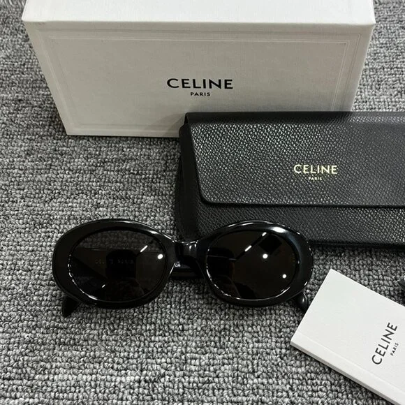 Celine Triomphe Oval Black Sunglasses - Picture 1 of 6